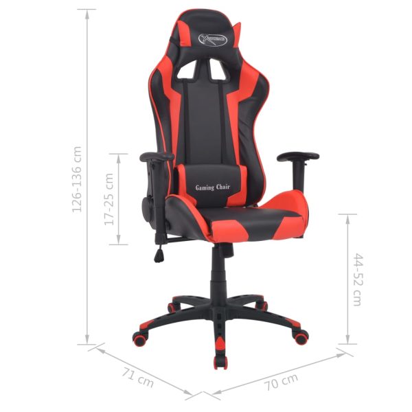 Cadeira escritório reclin. estilo corrida pele artif. vermelho - Image 6