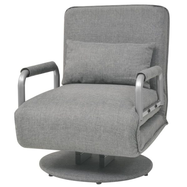 Cadeira giratória e sofá-cama tecido cinzento-claro - Image 2