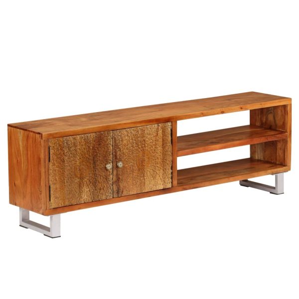 Móvel de TV madeira maciça c/ portas esculpidas 140x30x40 cm