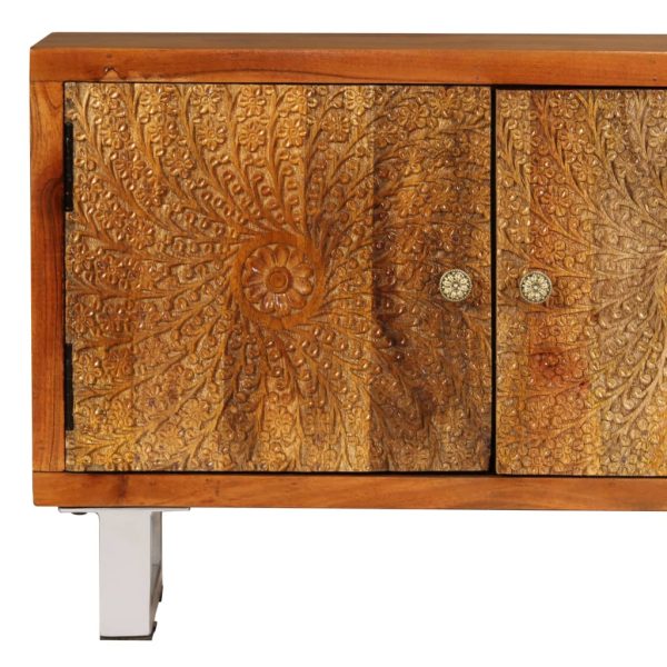 Móvel de TV madeira maciça c/ portas esculpidas 140x30x40 cm - Image 9