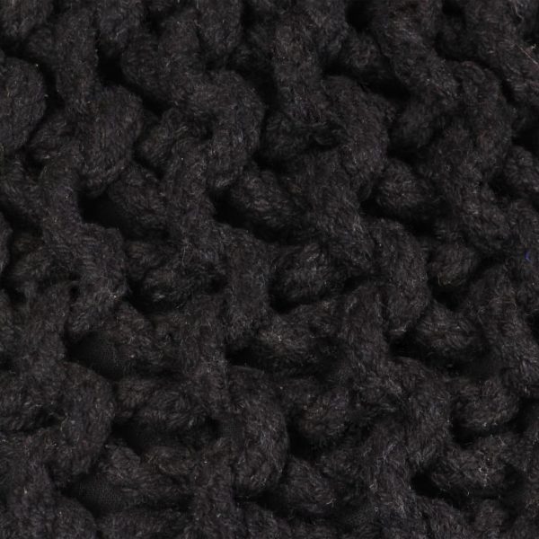 Pufe tricotado à mão algodão 50x35 cm preto - Image 2