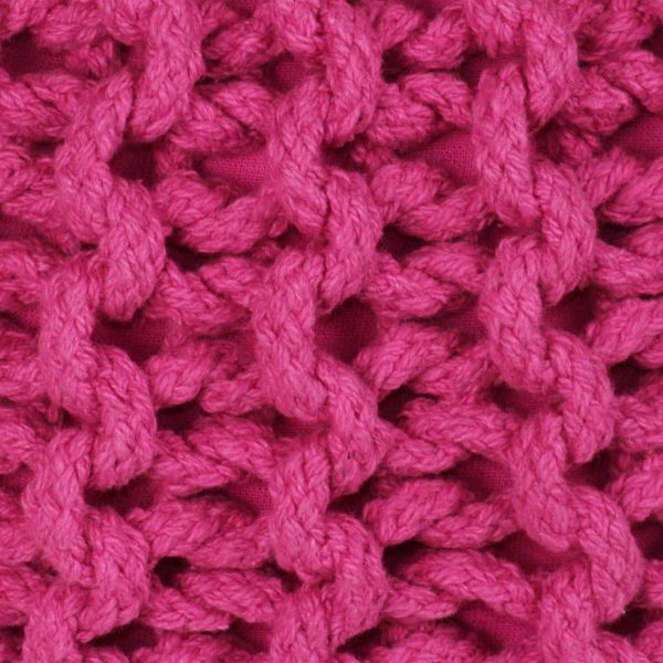 Pufe tricotado à mão algodão 50x35 cm rosa - Image 2
