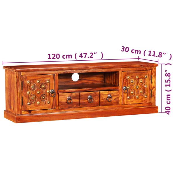 Móvel de TV madeira sheesham maciça 120x30x40 cm - Image 10
