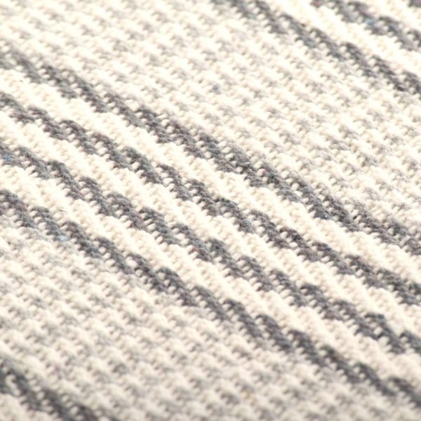 Manta em algodão às riscas 220x250 cm cinzento e branco - Image 6