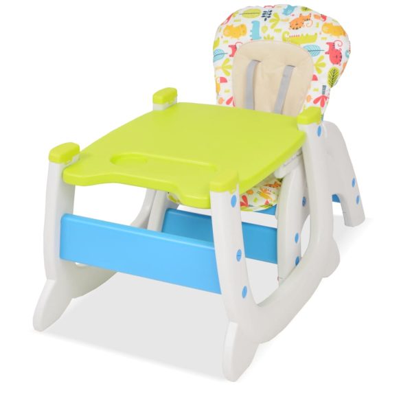 Cadeira de refeição conversível 3 em 1 com mesa azul e verde - Image 3