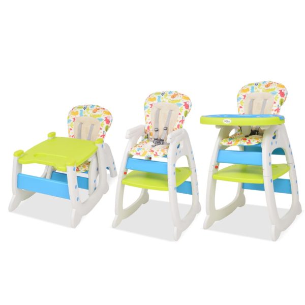 Cadeira de refeição conversível 3 em 1 com mesa azul e verde - Image 4