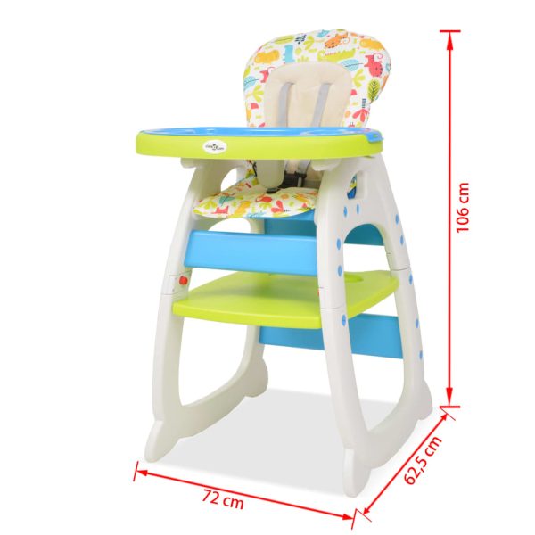 Cadeira de refeição conversível 3 em 1 com mesa azul e verde - Image 8