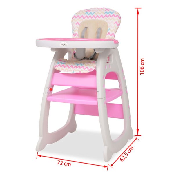 Cadeira de refeição conversível 3 em 1 com mesa rosa - Image 8