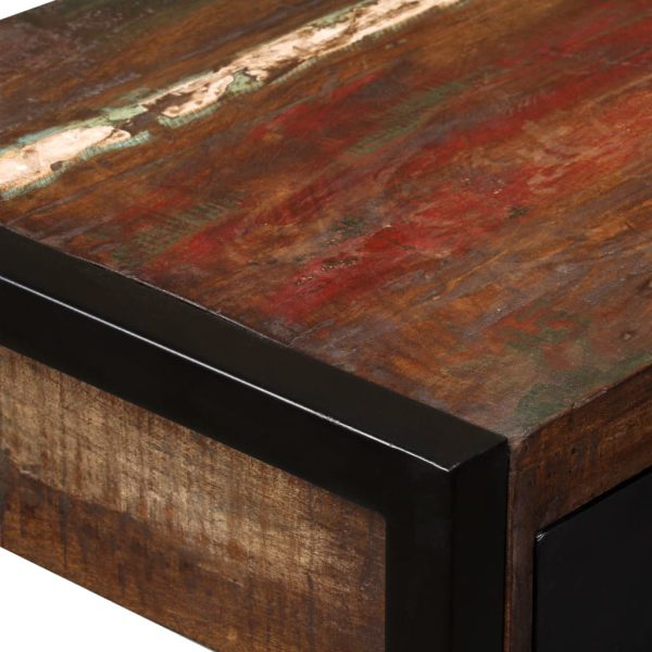 Mesa com 2 gavetas madeira recuperada maciça 120x50x76 cm - Image 5