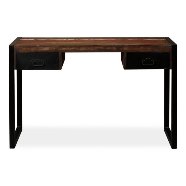 Mesa com 2 gavetas madeira recuperada maciça 120x50x76 cm - Image 7