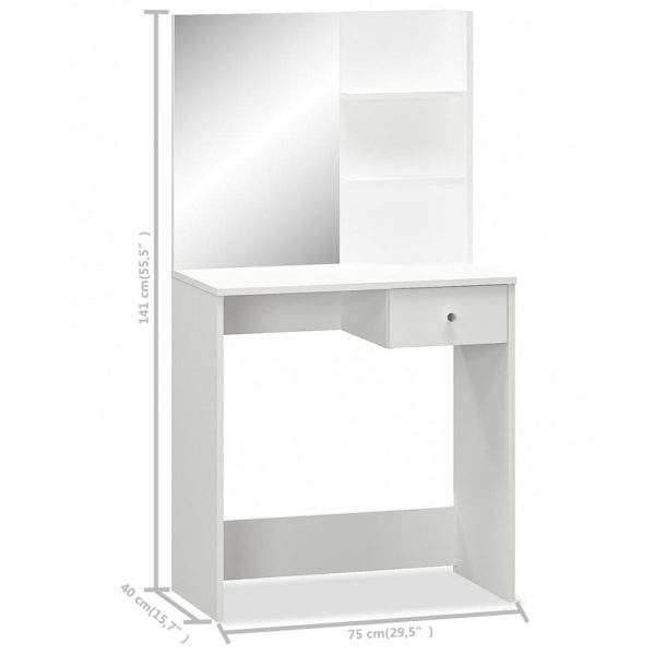 Toucador em aglomerado 75x40x141 cm branco - Image 5