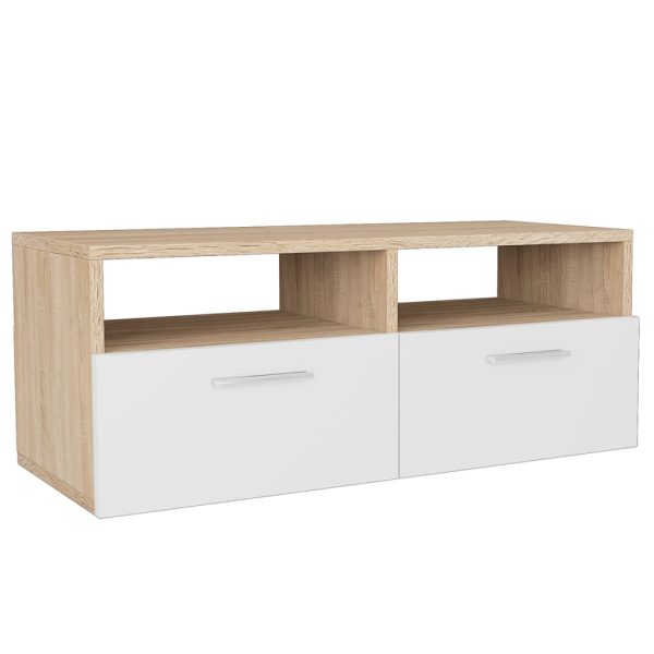 Móvel de TV em aglomerado 95x35x36 cm carvalho e branco - Image 2