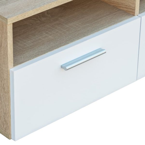 Móvel de TV em aglomerado 95x35x36 cm carvalho e branco - Image 4