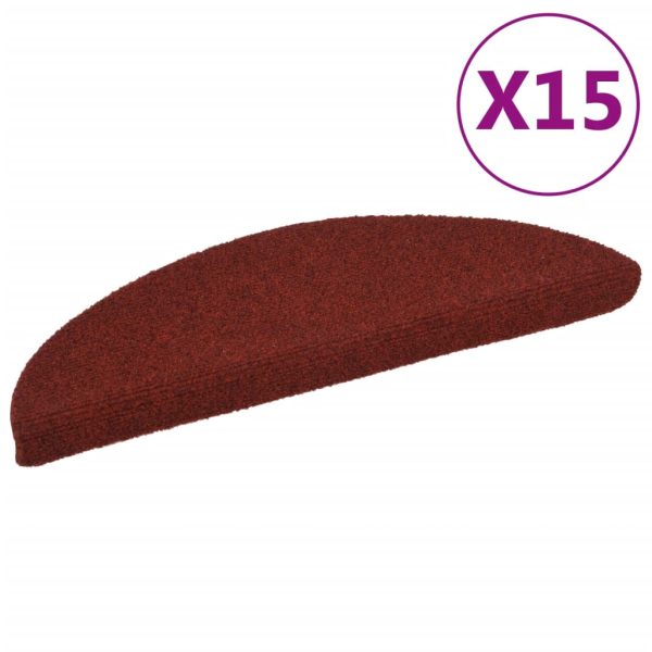Tapetes de escada adesivos 15 pcs 56x17x3 cm vermelho - Image 2