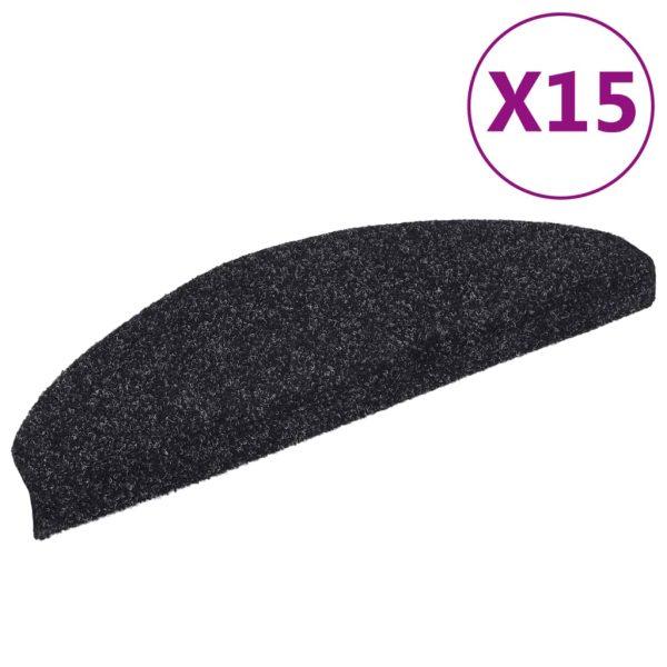 Tapetes de escada adesivos 15 pcs 65x21x4 cm preto - Image 2