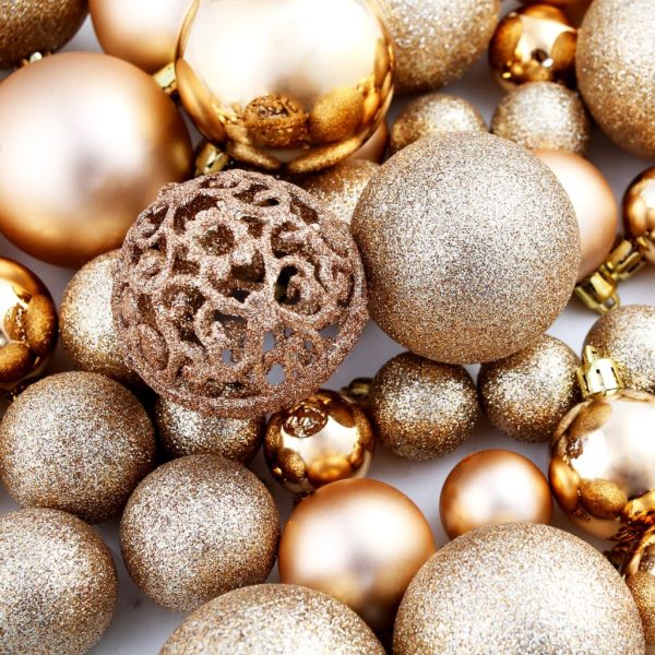 Conjunto de bolas de natal 100 pcs 3/4/6 cm rosa/dourado - Image 9