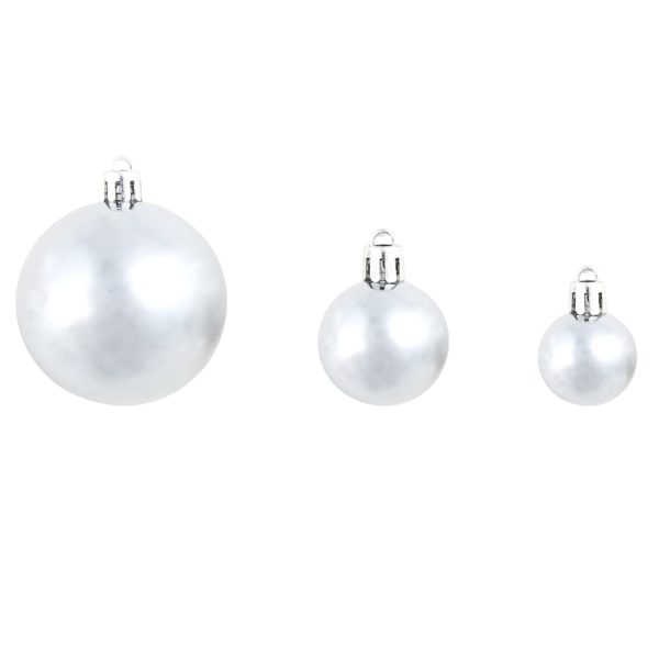Conjunto de bolas de natal 100 pcs 3/4/6 cm branco/cinzento - Image 8