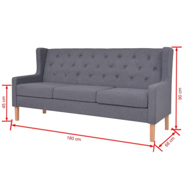 Conjunto de sofás 2 pcs tecido cinzento - Image 11