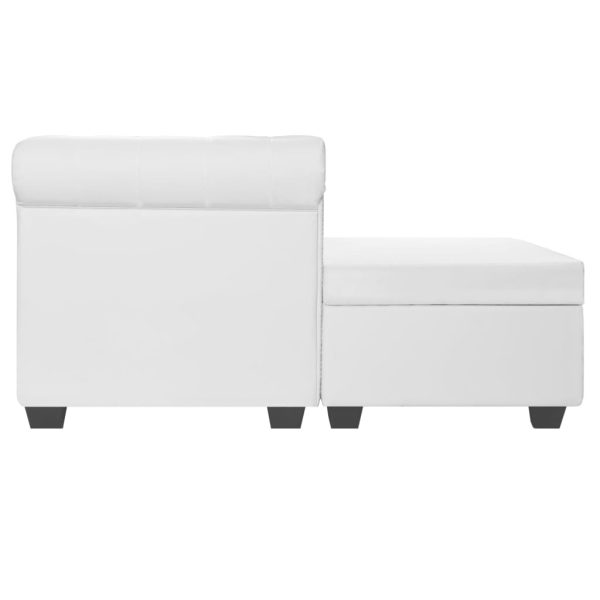 Sofá Chesterfield em forma de L couro artificial branco - Image 3