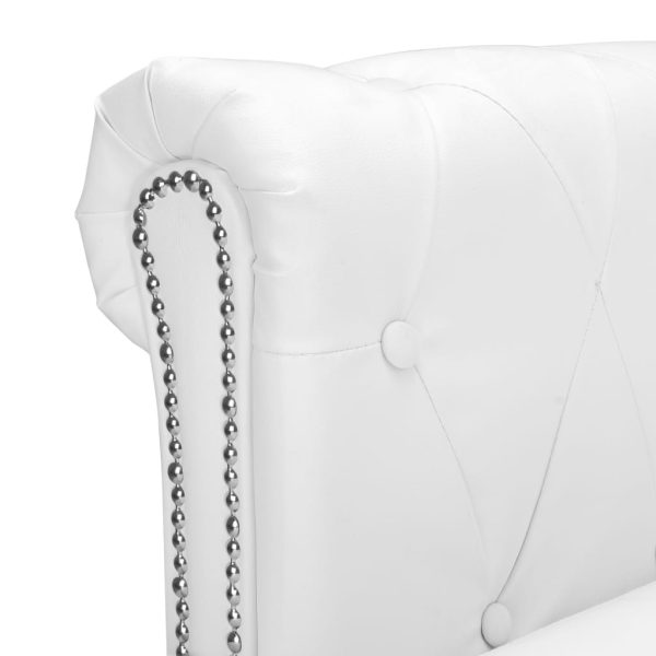 Sofá Chesterfield em forma de L couro artificial branco - Image 4