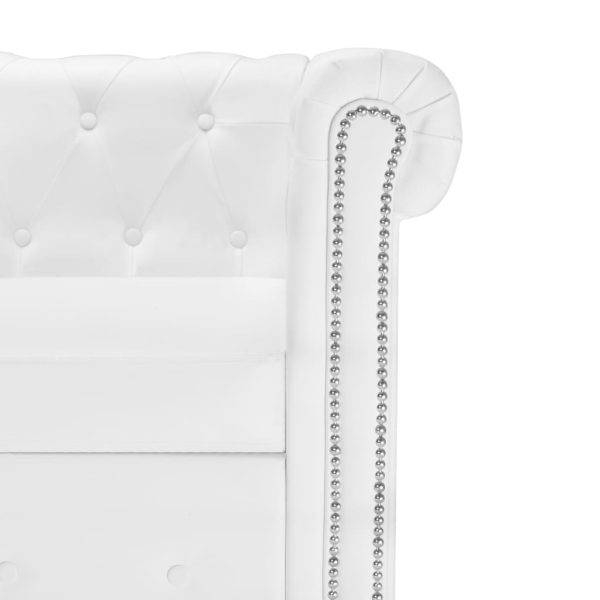 Sofá Chesterfield em forma de L couro artificial branco - Image 5