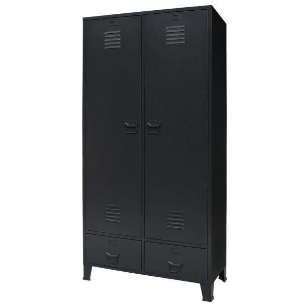 Roupeiro estilo industrial em metal 90x40x180 cm preto