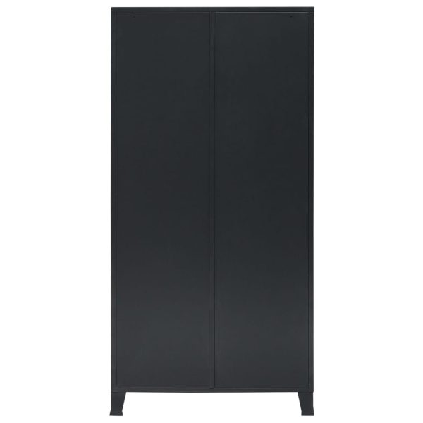 Roupeiro estilo industrial em metal 90x40x180 cm preto - Image 3