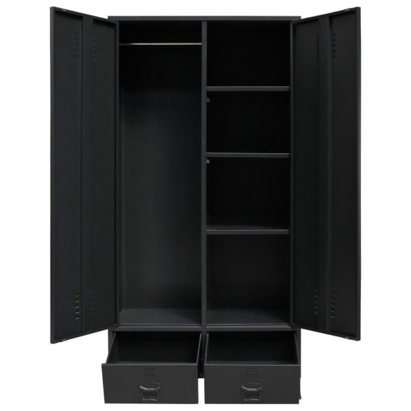 Roupeiro estilo industrial em metal 90x40x180 cm preto - Image 4