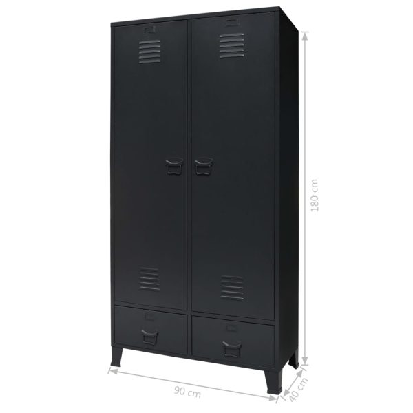 Roupeiro estilo industrial em metal 90x40x180 cm preto - Image 8