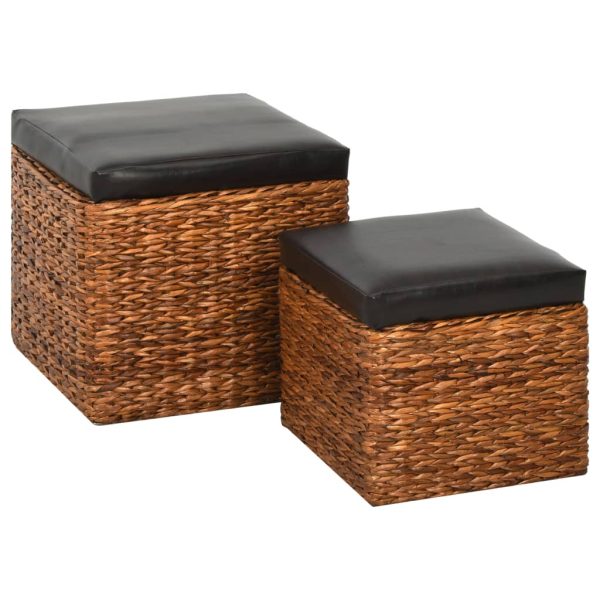 Conjunto de otomanos 2 pcs erva marinha castanho - Image 2