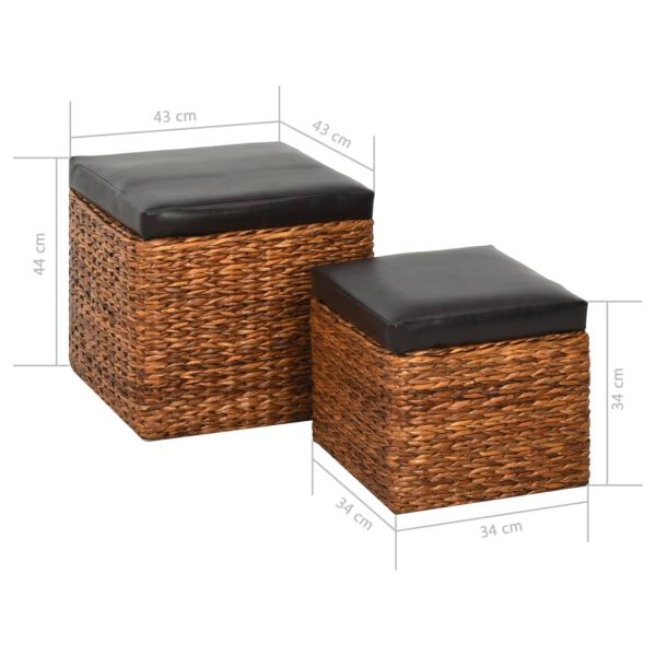 Conjunto de otomanos 2 pcs erva marinha castanho - Image 11