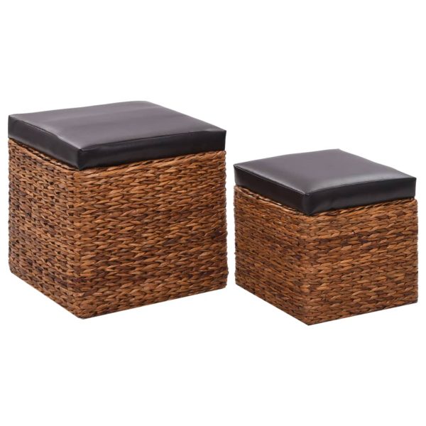 Conjunto de otomanos 2 pcs erva marinha castanho - Image 3