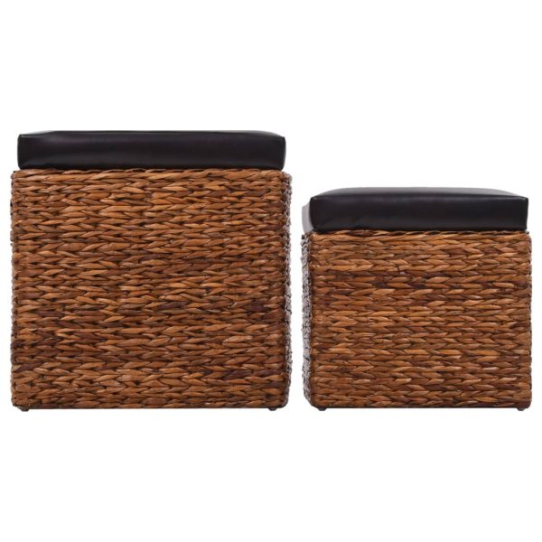 Conjunto de otomanos 2 pcs erva marinha castanho - Image 4