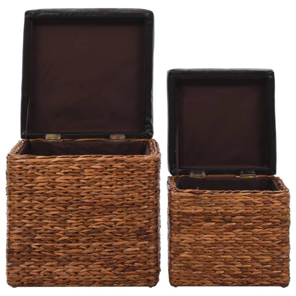 Conjunto de otomanos 2 pcs erva marinha castanho - Image 5