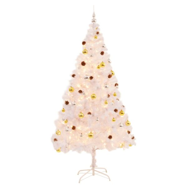 Árvore Natal artifici. decorada c/ enfeites e LEDs 210cm branco - Image 4