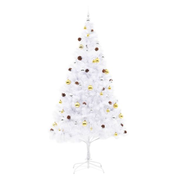 Árvore Natal artifici. decorada c/ enfeites e LEDs 210cm branco - Image 5