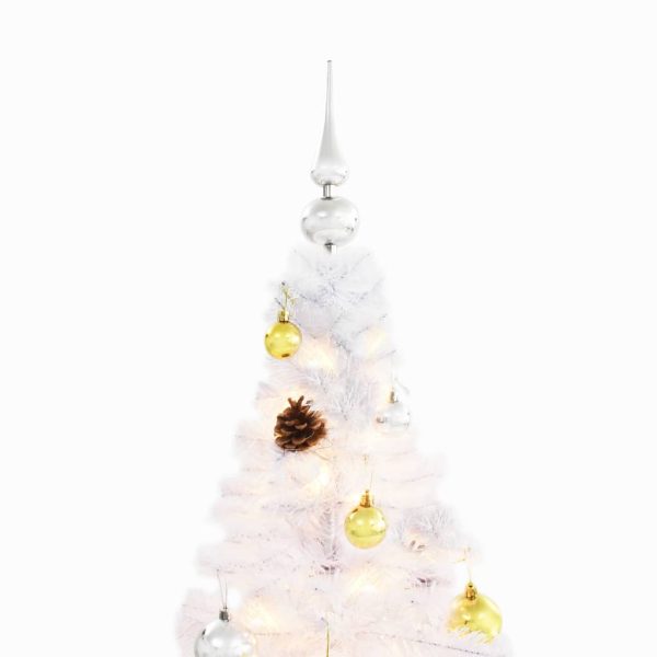 Árvore Natal artifici. decorada c/ enfeites e LEDs 210cm branco - Image 6