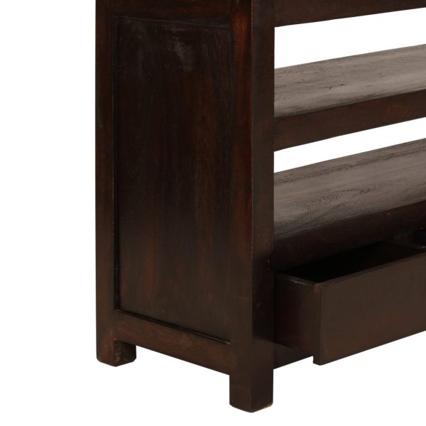 Móvel TV madeira de acácia maciça 90x30x55 cm castanho escuro - Image 4