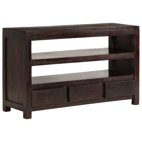 Móvel TV madeira de acácia maciça 90x30x55 cm castanho escuro - Image 8