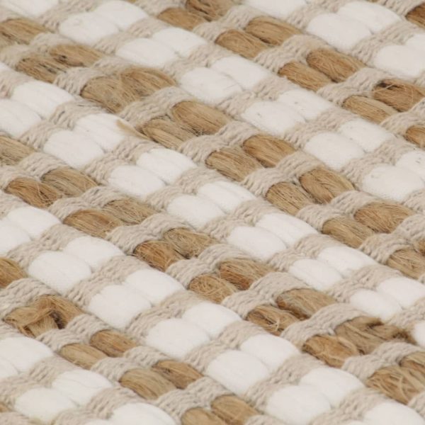 Tapete de juta tecido à mão 120x180 cm natural e branco - Image 5