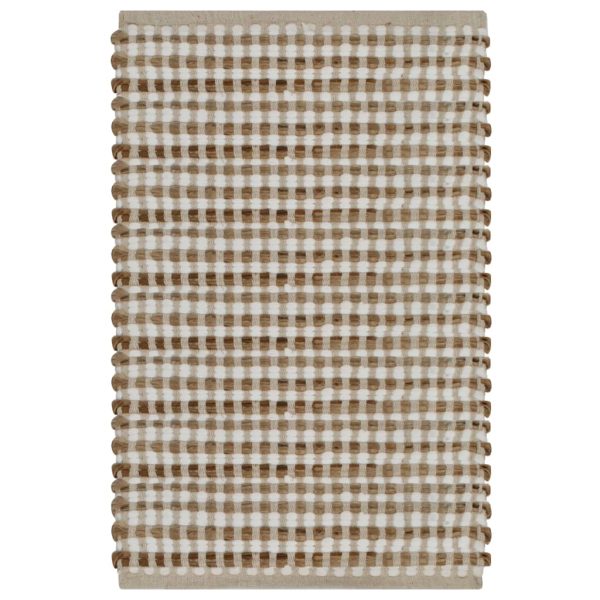 Conjunto de tapetes de WC artesanais juta natural e branco - Image 2