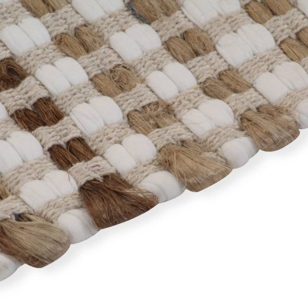 Conjunto de tapetes de WC artesanais juta natural e branco - Image 4