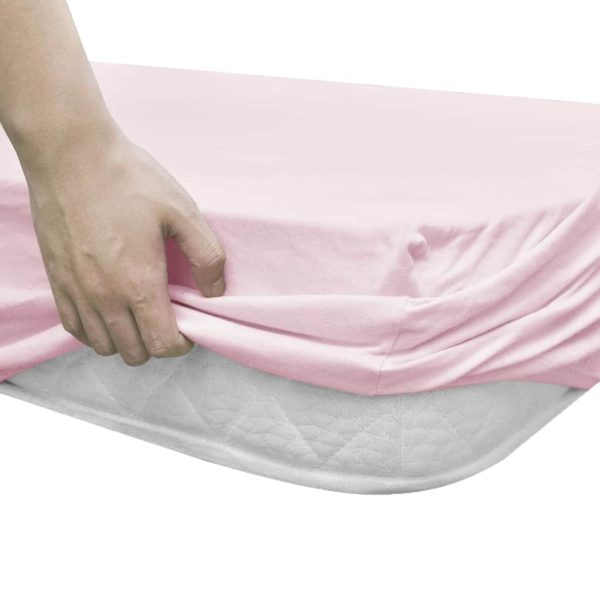 vidaXL Lençol ajustável para berços 4 pcs 60x120 cm algodão rosa - Image 2