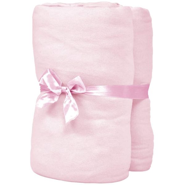 vidaXL Lençol ajustável para berços 4 pcs 60x120 cm algodão rosa - Image 3