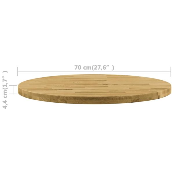 Tampo de mesa madeira de carvalho maciça redondo 44 mm 700 mm - Image 5