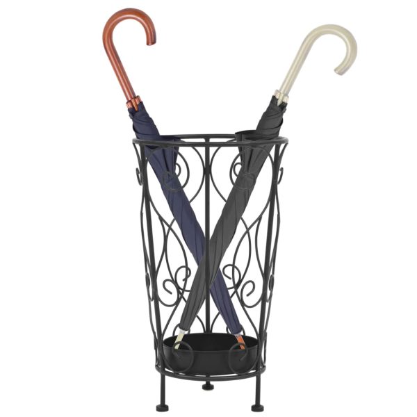 Suporte para guarda-chuvas estilo vintage metal 26x46 cm preto - Image 3