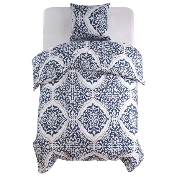 vidaXL Conjunto capa edredão 135x200/80x80cm clássico azul-marinho