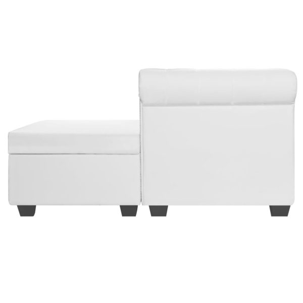 Sofá Chesterfield em forma de L couro artificial branco - Image 3