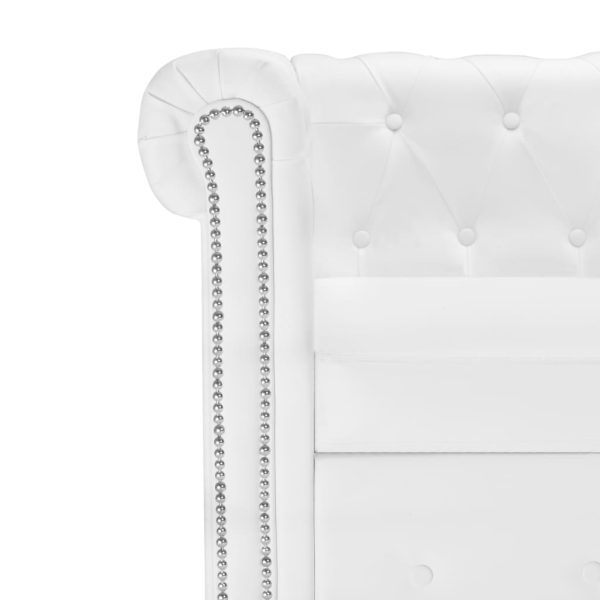 Sofá Chesterfield em forma de L couro artificial branco - Image 5