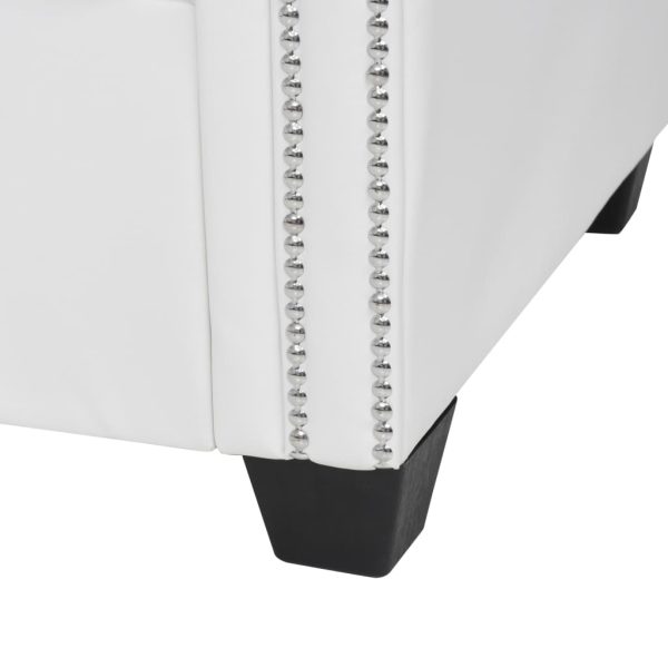 Sofá Chesterfield em forma de L couro artificial branco - Image 6